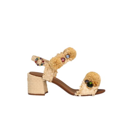 Embroidered sandal with fringes