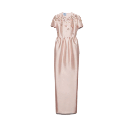 Long embroidered silk and wool dress
