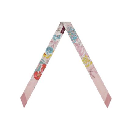 Printed silk twill neck bow