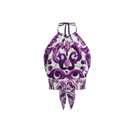 Majolica-print charmeuse top