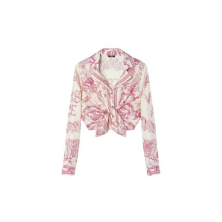 Underwater Barocco Knotted Crop Silk Shirt