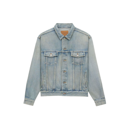 trucker jacket in chicago blue denim