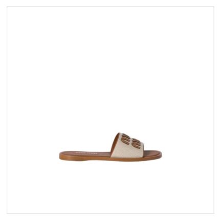 Canvas and leather slides