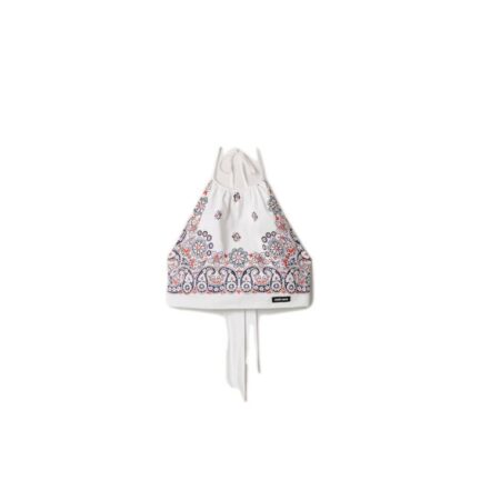 Printed poplin halter top
