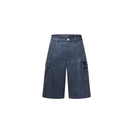 Oversized Cotton And Wool Blend Cargo Shorts