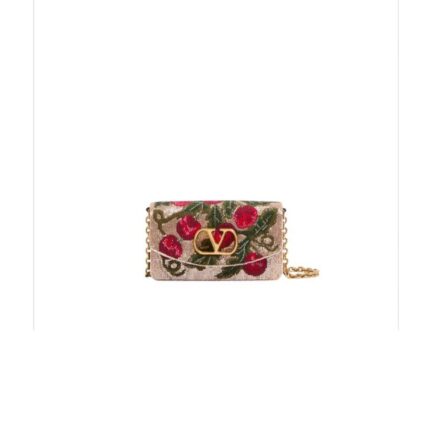 Valentino Garavani Vain Embroidered Shoulder Clutch With Cherryfic Pattern
