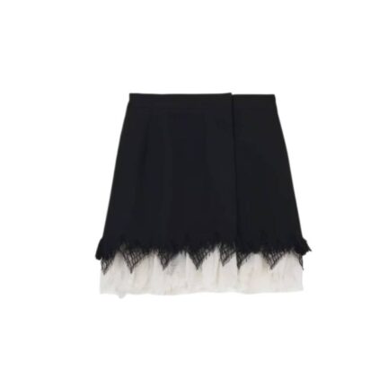 Women's Cobweb Lace Mini Skirt in Black