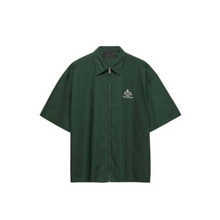 Short-sleeved technical cotton shirt
