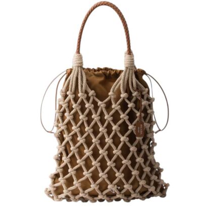 Cotton cord macramé tote bag