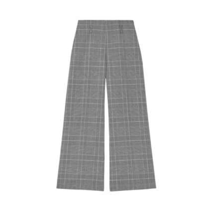 Men's Prince of Wales Wide Leg Trousers in Ivory/Black/Blue