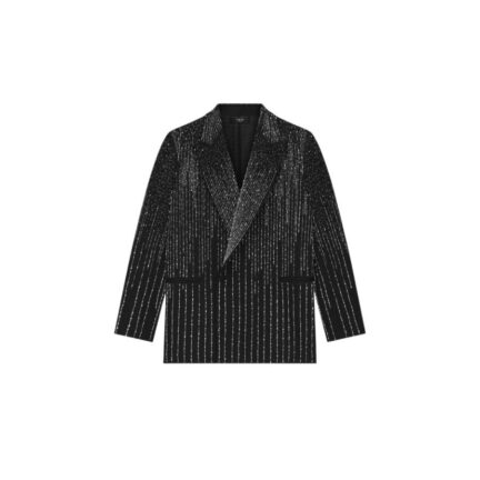 CRYSTAL STRIPE DOUBLE-BREASTED BLAZER
