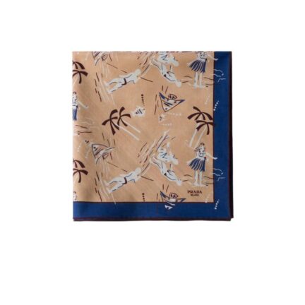 Printed cotton twill scarf 55X55 cm