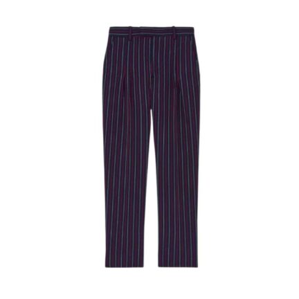 Men's Boat Stripe Cigarette Trousers in Navy/Red