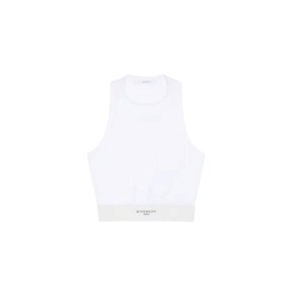 Cropped tank top in cotton with GIVENCHY band