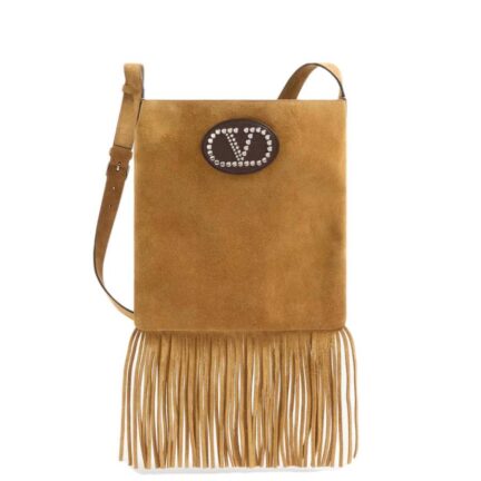 Valentino Garavani Nellcôte Suede Shoulder Bag With Fringes