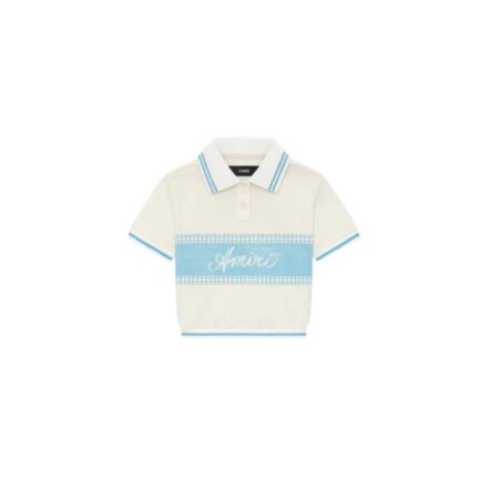 WOMEN'S AMIRI BOX SCRIPT CROPPED POLO