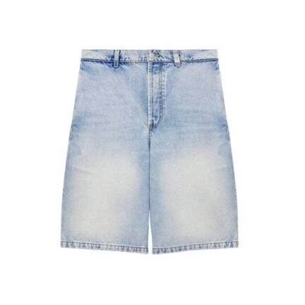 Men's Stonewashed Denim Shorts in Washed Blue