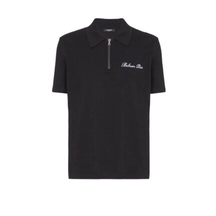 Short-sleeved polo shirt with embroidery
