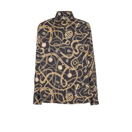 Printed silk shirt with Chaînes pattern