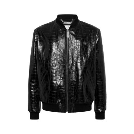 Leather Bomber Cocco Print
