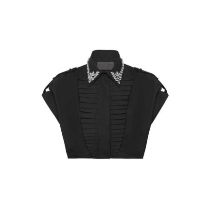 VOLANT CROPPED SHIRT SS STRASS