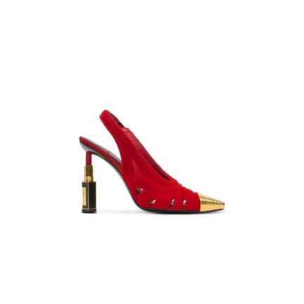 Lipstick pumps in suede leather and brass