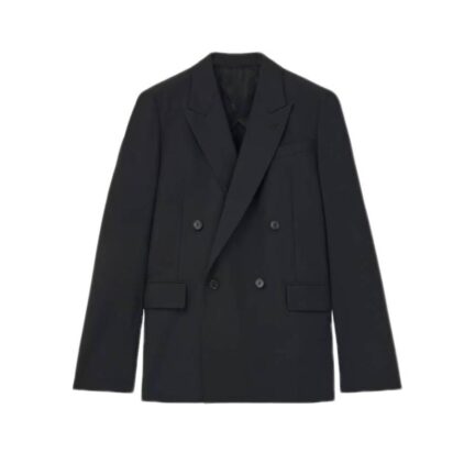 Men's Double-breasted Tailored Jacket in Black