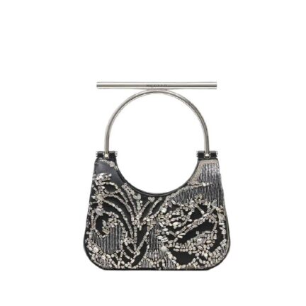 Women's Mini T-Bar Bag in Black/Silver
