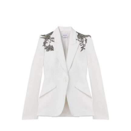 Women's Silver Tattoo Peak Shoulder Jacket in Ivory