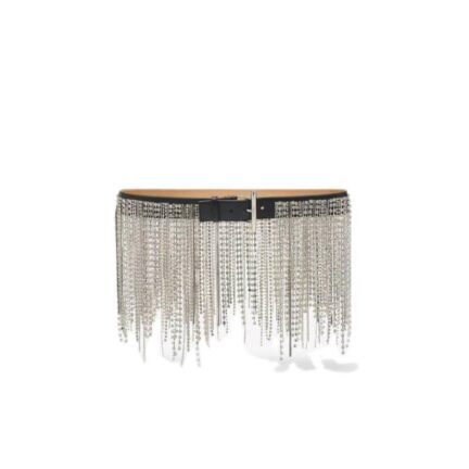 Women's T-Bar Waist Belt in Black/Silver