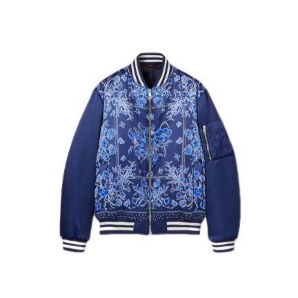 Printed satin zip jacket