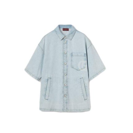 Lasered denim shirt