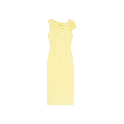 Draped pencil dress in crepe cady