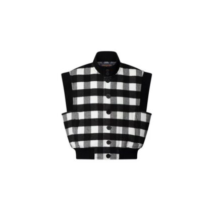 Sleeveless Check Bomber Jacket