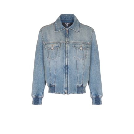 Cropped lined denim jacket