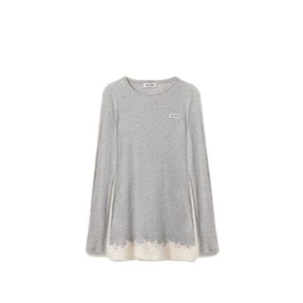 Ribbed jersey and lace dress