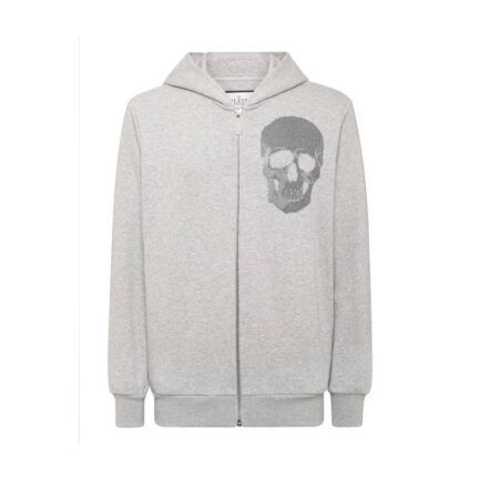 Zipped Hoodie Sweatshirt Skull strass