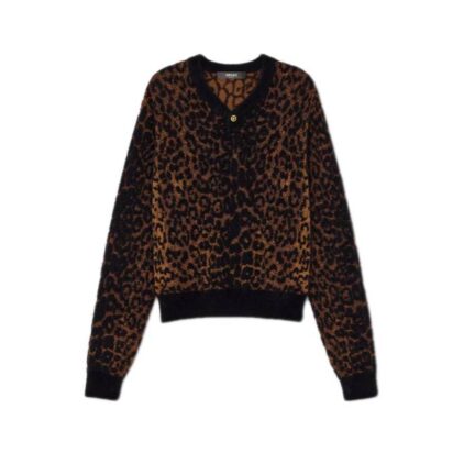 Leopard Jacquard Chenille Knit Sweater