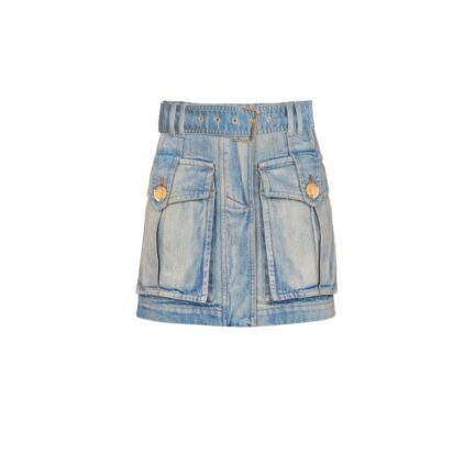 Denim skirt with pockets