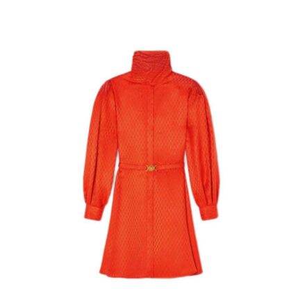 V Allover Jacquard Silk Lavallière Mini Dress