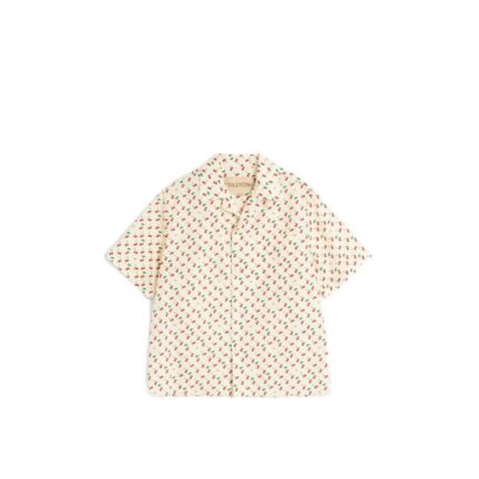 Cotton Poplin Bowling Shirt With Cherryfic Print