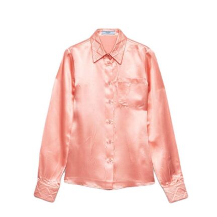 Embroidered washed satin shirt