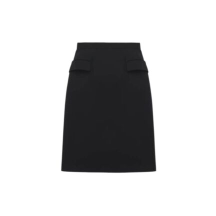 Women's Wool Gabardine Pencil Skirt in Black