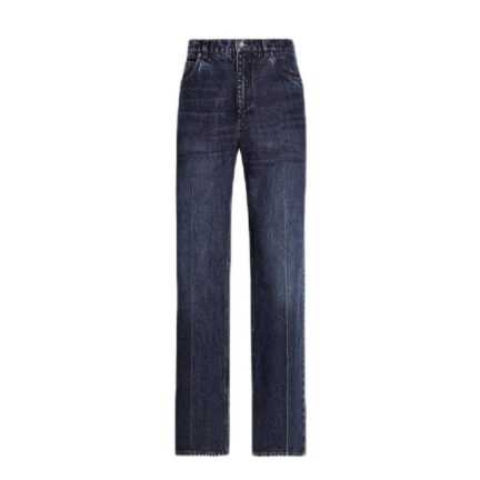 Oversize cotton jeans with embroidered logo