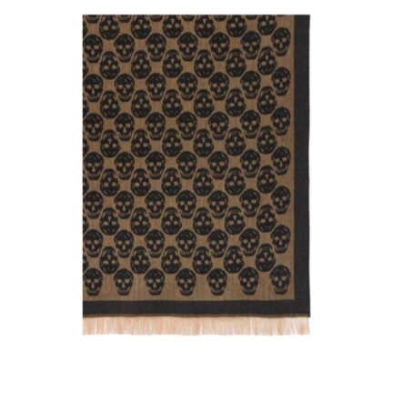 Men's Skull Monogram Scarf in Camel/Black