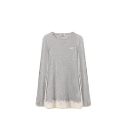 Long-sleeved ribbed jersey T-shirt