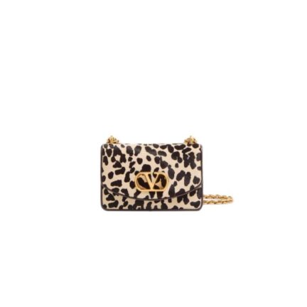 Valentino Garavani Vain Small Shoulder Bag In Pony Effect Calfskin With Animalier Print