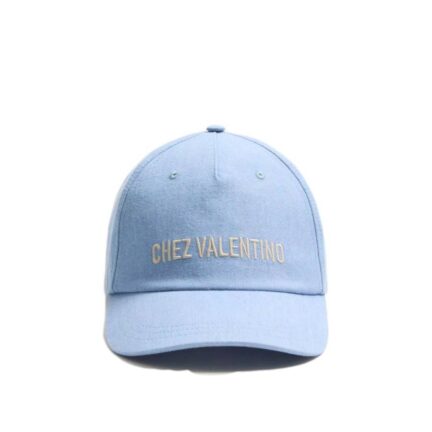 Chez Valentino Denim Baseball Cap With Embroidery