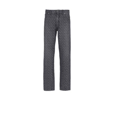 Monogrammed jacquard denim jeans