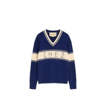 Wool And Cotton Jumper With Chez Valentino Jacquard Pattern